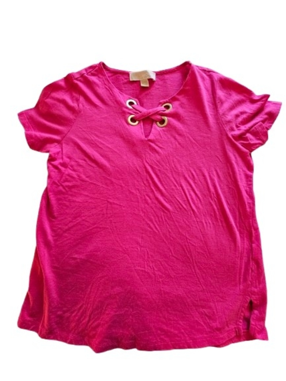 MICHAEL Michael Kors Hot Pink Lace-Up Short Sleeve Tee‎